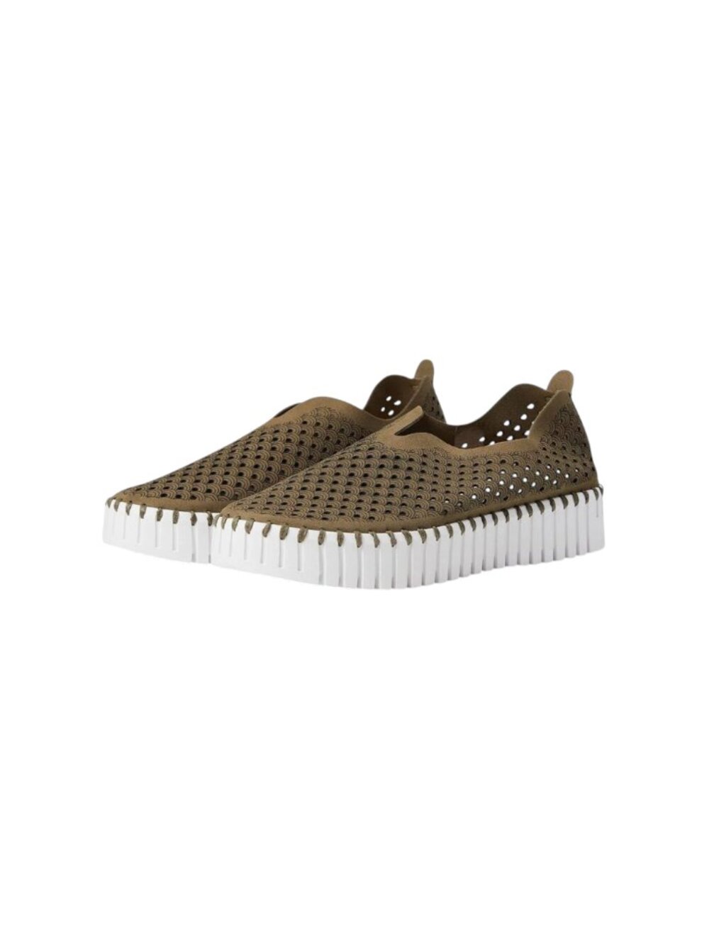 Isle Jacobsen Tulip Sneakers Trainers Womens 38 7.5 Olive Green Slip On Shoes